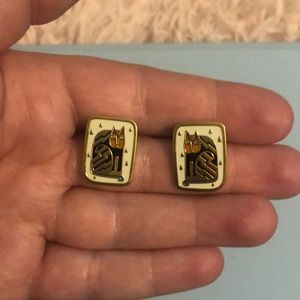 Vintage Laurel Burch Retired Design “Fantasticat” Stud Earring